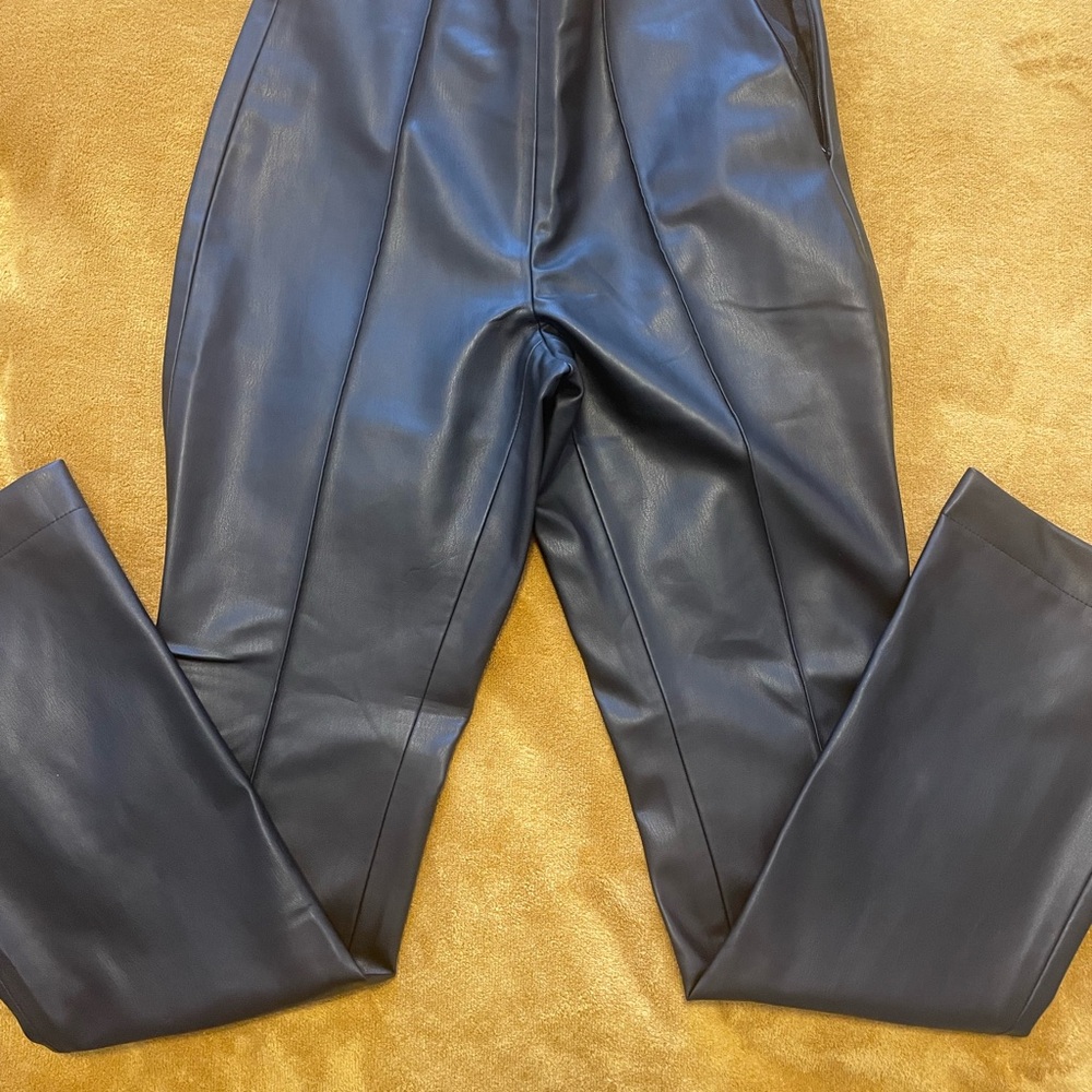 Zara Black Leather Look Trousers